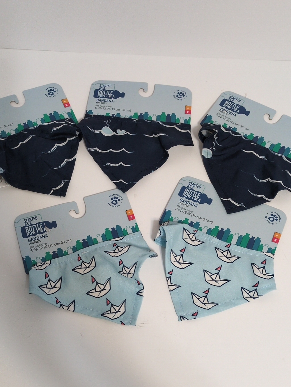 NWT Petco Eco Pet Bandana Lot 5 Pack Small Extra Small Nautical Whale Sailboat